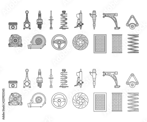 Car parts vector icons