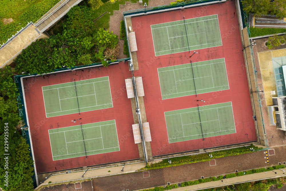 Top view of tennis court