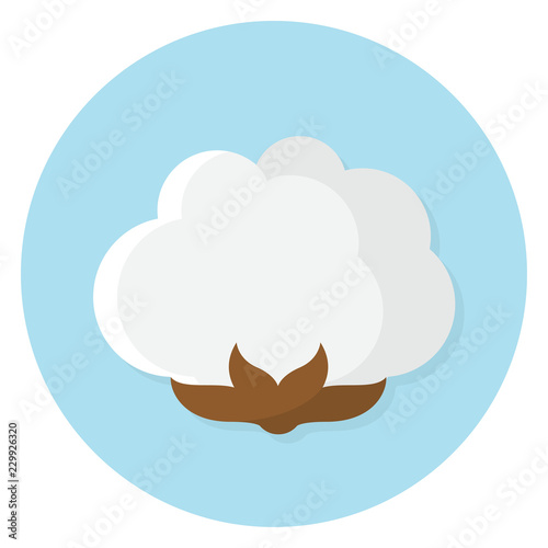 Baumwolle Baumwollpflanze Blüte Flat Design Icon isoliert auf weißem Hintergrund