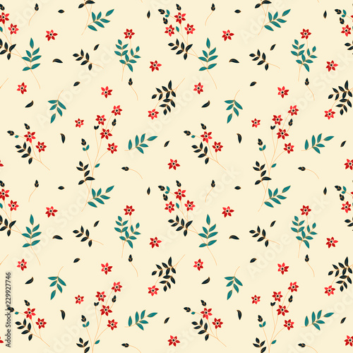 seamless vector colorful modern pattern with flowers print. design for textile, wrapping, interiors © lenazol