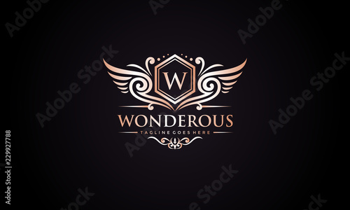 Luxury wing royal crest logo vector template design