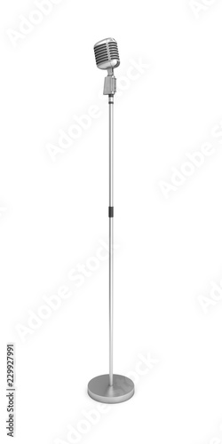 3D Rendering vintage studio microphone isolated on white background