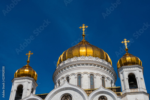 The Cathedral of Christ the Saviour (Khram Khrista Spasitelya) a Russian Orthodox cathedral on the northern bank of the Moskva River. Moscow, Russia
