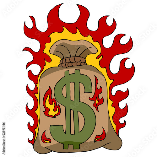Burning Money Bag