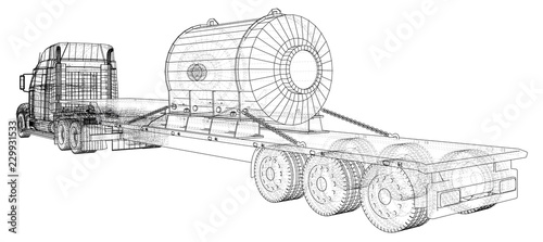 Cargo vehicle. Wire-frame. EPS10 format. Vector created of 3d