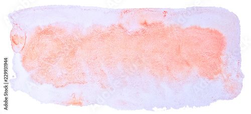 Multicolor pastel watercolor hand-drawn isolated wash stain on white background for text, design. Abstract texture made by brush for wallpaper, label.
