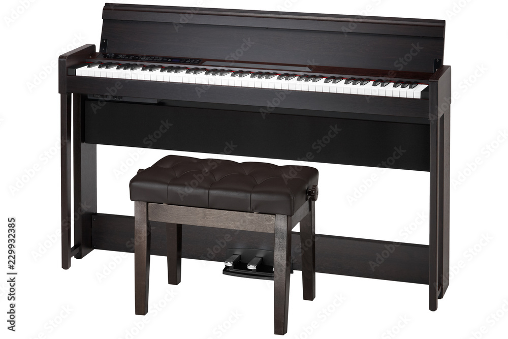 brown piano and banquet isolated