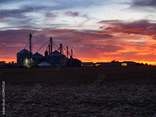 Sunset on the western plains farm
