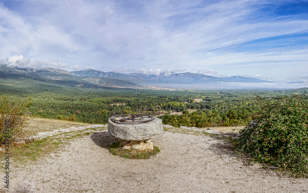 Fototapeta premium viewpoint to the mountains with rose of the winds