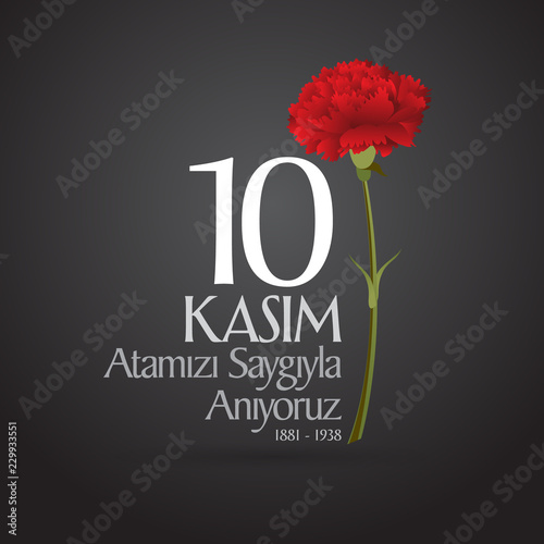 10 November, Mustafa Kemal Ataturk Death Day anniversary. Memorial day of Ataturk. Billboard Design. (TR: 10 Kasim, Atamizi Saygiyla Aniyoruz.)
