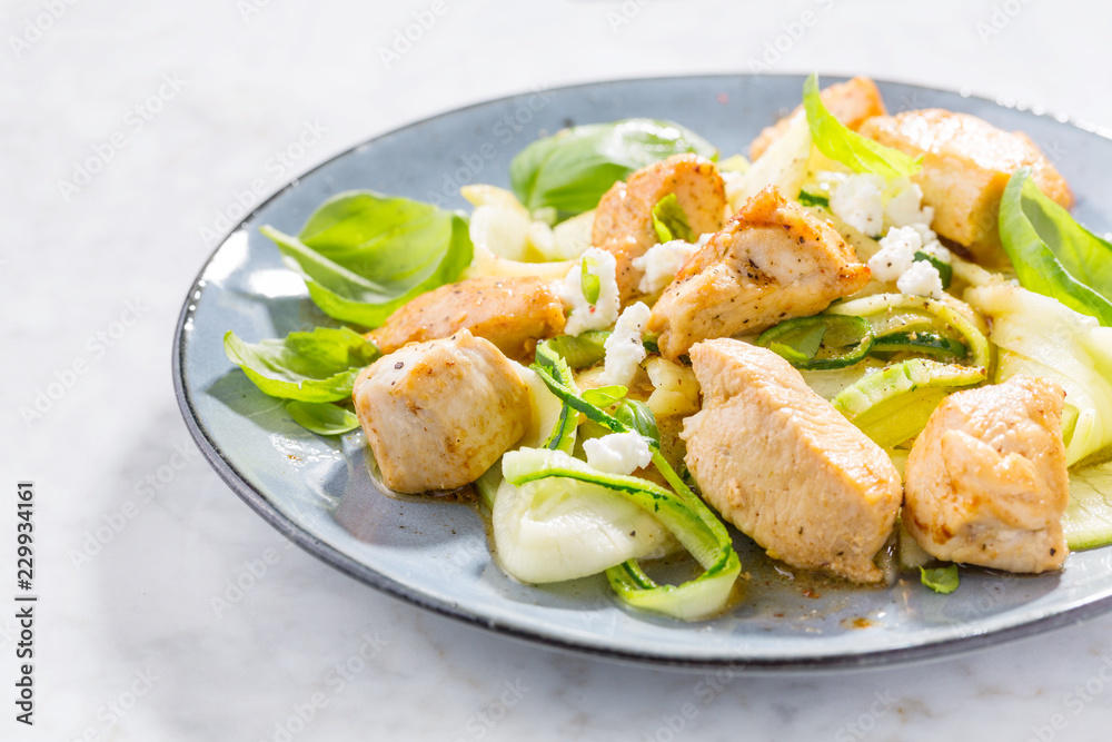 Low carb zucchini pasta with chicken Low carb zucchini pasta with chicken
