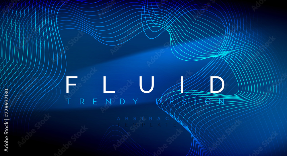 Blue neon particles glowing fluid wave lines, magic energy space light concept, abstract background wallpaper design Blue neon particles glowing fluid wave lines, magic energy space light concept, abstract background wallpaper design
