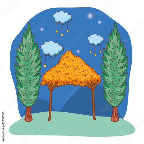 wooden manger cartoon