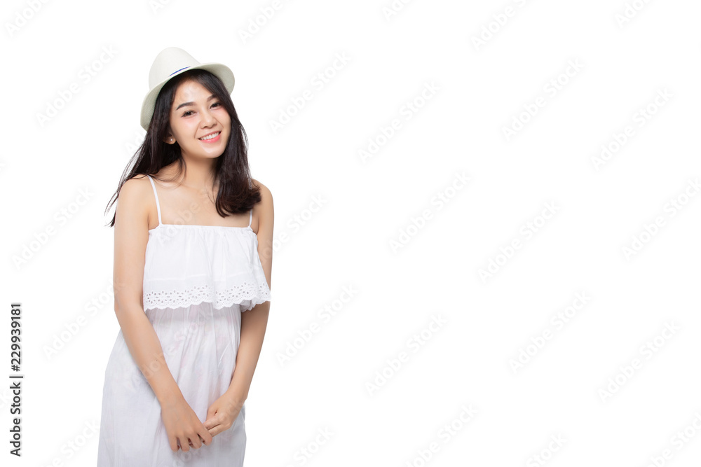 Beautiful smiling woman with clean skin, natural make-up, and white teeth on white background Beautiful smiling woman with clean skin, natural make-up, and white teeth on white background