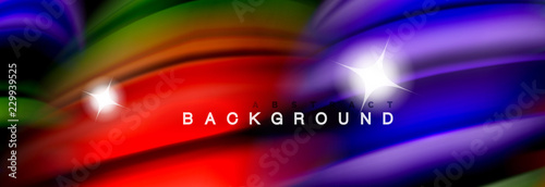 Mixing color waves on black, liquid flowing shapes