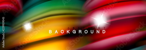 Mixing color waves on black, liquid flowing shapes