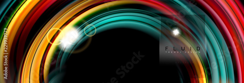 Mixing color waves on black, liquid flowing shapes