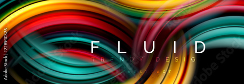 Mixing color waves on black, liquid flowing shapes