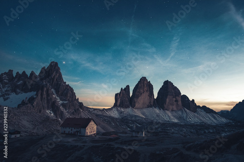 Nightscape at Tre Cime di Lavaredo, Italian Dolomites