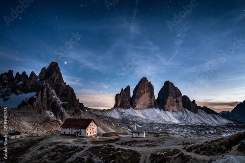Nightscape at Tre Cime di Lavaredo, Italian Dolomites
