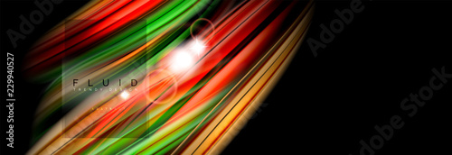 Mixing color waves on black, liquid flowing shapes