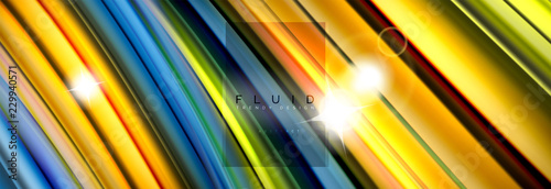 Mixing color waves on black, liquid flowing shapes