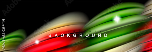 Mixing color waves on black, liquid flowing shapes