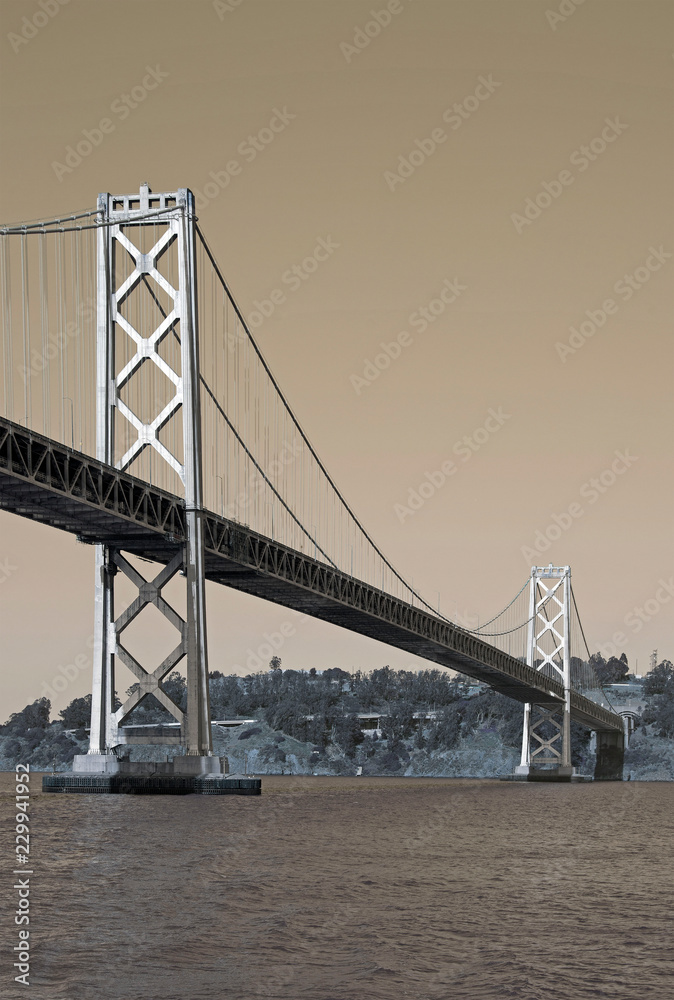 Naklejka premium Vintage style Bay bridge in San Francisco, California