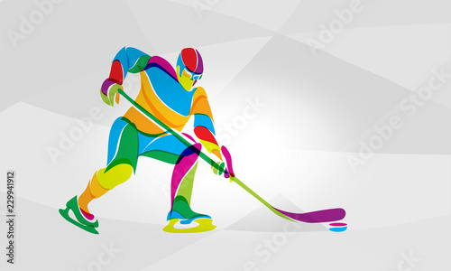 Hockey player abstract color silhouette vector illustration eps8