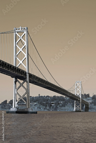 Vintage style Bay bridge in San Francisco  California