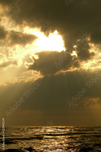 sun over the sea waves cloud light nature seascape horizon view