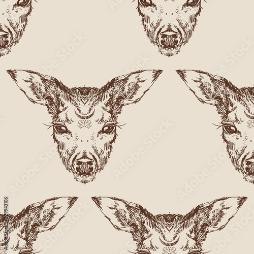 stag deer head sketch vector graphics monochrome drawing