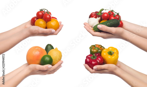 Set of vegetable assortment isolated on white background