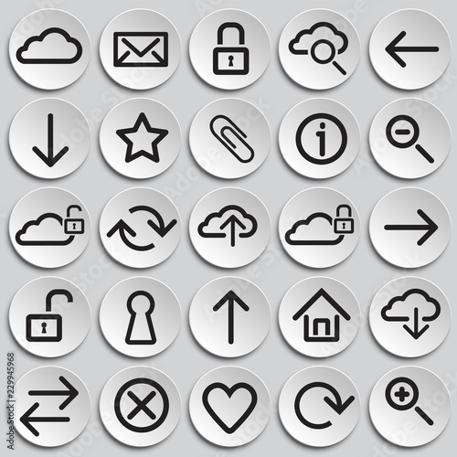 Web developer basic set on plates background icons