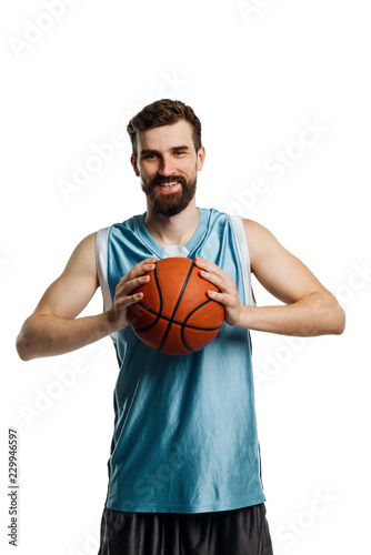 Basketball player on white background