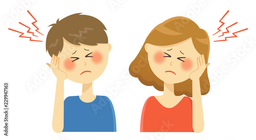 男性女性上半身_頭痛