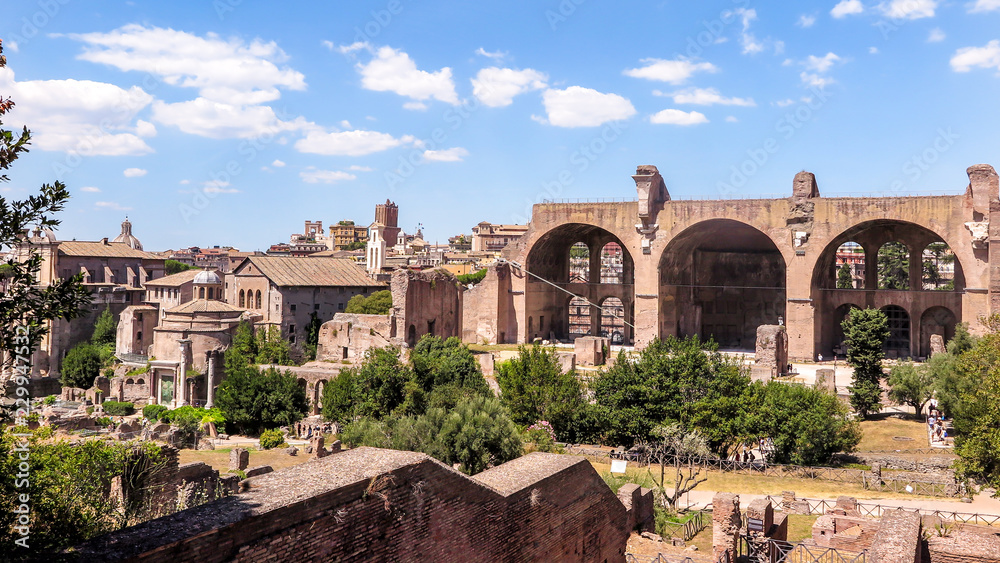 Basilica of Constantine seen from the Palatine, Roman Forum, Rome, Italy.