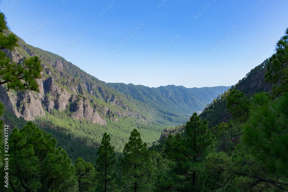 Looking south along the volcanic ridge in La Palma, Canary Islands, Spain