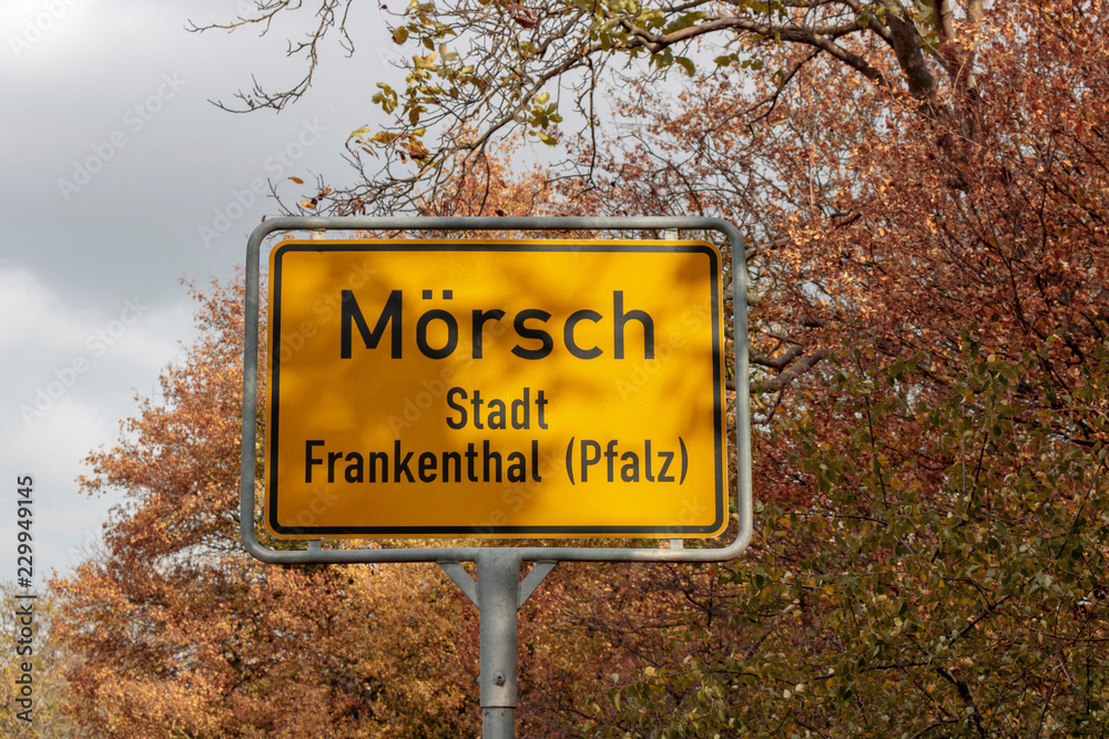 Ortsschild von Frankenthal (Pflaz) - Mörsch 