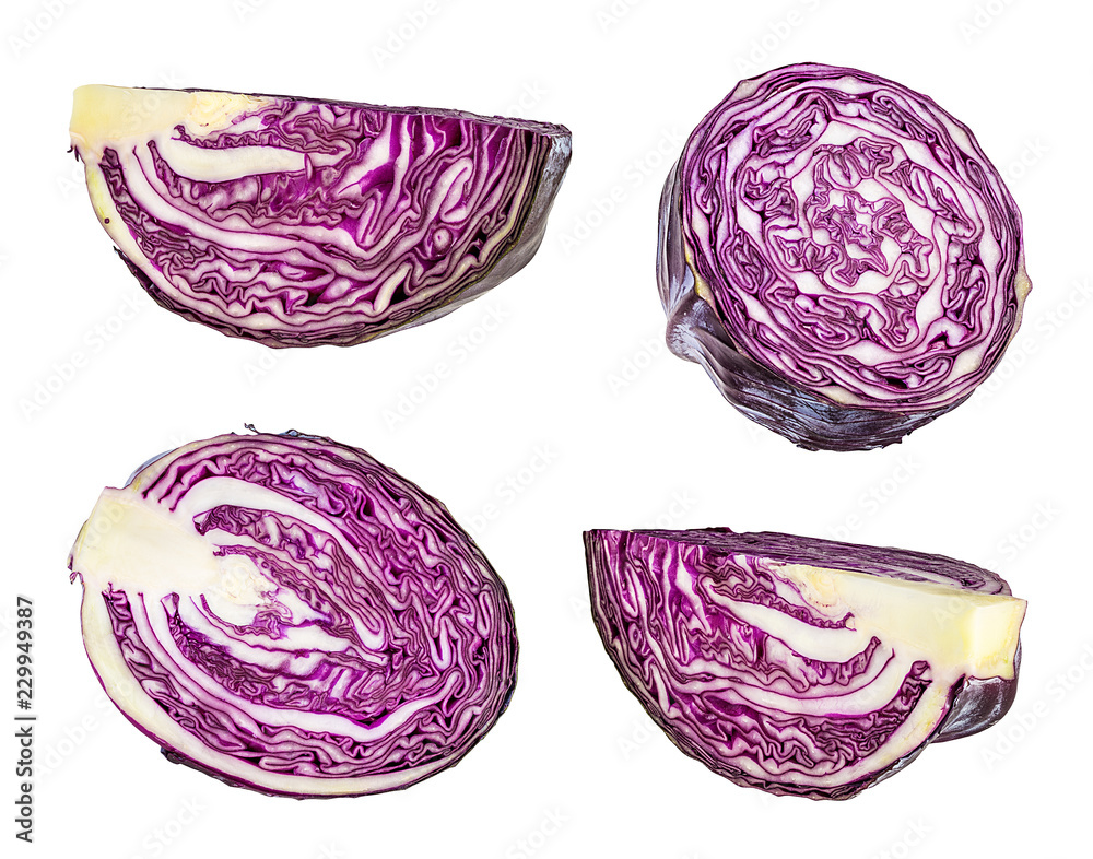 Fresh red cabbage isolated on white background with clipping path Fresh red cabbage isolated on white background with clipping path