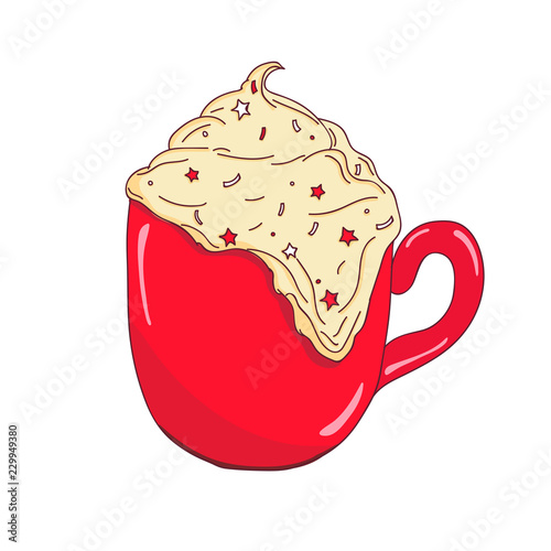 Christmas warming beverage. Vector illustration. Vector coffee.