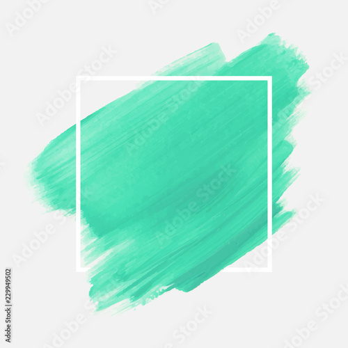 Logo watercolor banner background. Art abstract brush paint texture design acrylic stroke over square frame vector illustration. Perfect design for headline and sale banner. 