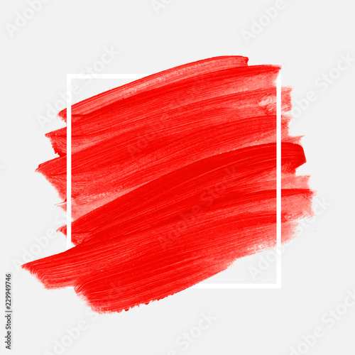 Logo brush painted watercolor background. Abstract brush paint texture design acrylic stroke poster over square frame vector illustration. Perfect design for headline, logo and sale banner. 