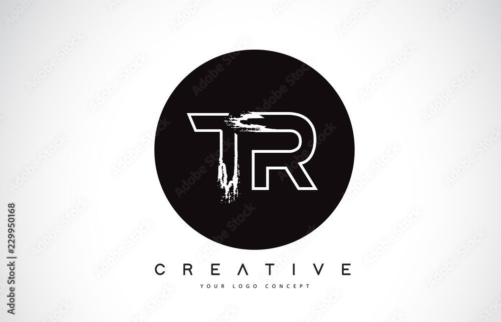 TR Modern Leter Logo Design with Black and White Monogram. Creative Letter Logo Brush Monogram. TR Modern Leter Logo Design with Black and White Monogram. Creative Letter Logo Brush Monogram.