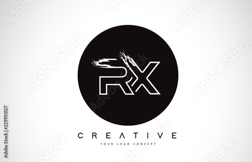RX Modern Leter Logo Design with Black and White Monogram. Creative Letter Logo Brush Monogram.