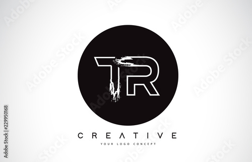 TR Modern Leter Logo Design with Black and White Monogram. Creative Letter Logo Brush Monogram. photo