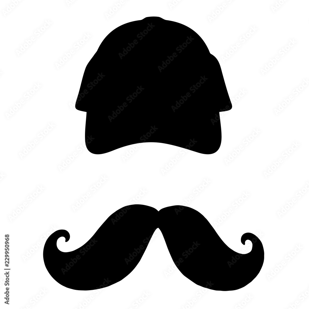Moustache and cap, man symbol Moustache and cap, man symbol