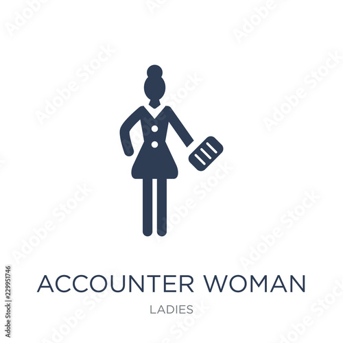 Accounter Woman icon. Trendy flat vector Accounter Woman icon on white background from Ladies collection