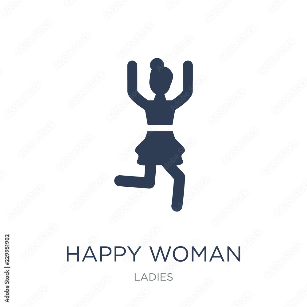 Happy Woman icon. Trendy flat vector Happy Woman icon on white background from Ladies collection Happy Woman icon. Trendy flat vector Happy Woman icon on white background from Ladies collection