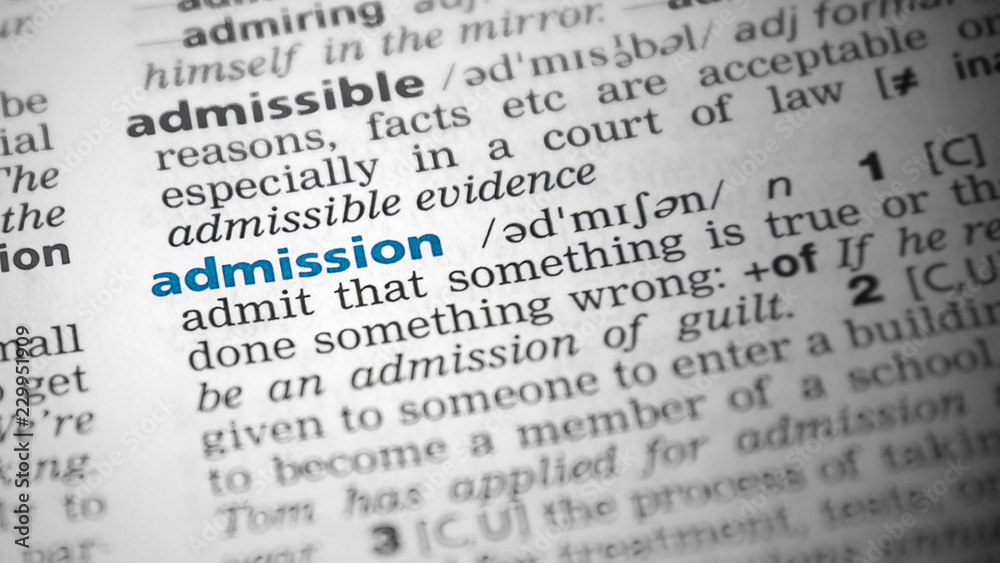admission dictionary word, focus on the concept admission dictionary word, focus on the concept